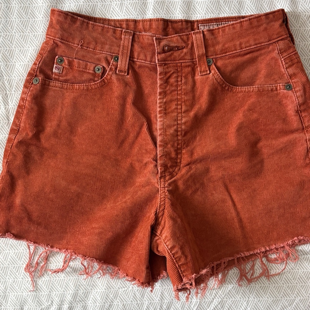 High-Waist Corduroy Women’s Shorts in Rust Orange